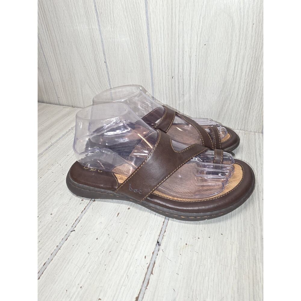b.o.c. Strappy Brown Faux Leather Toe Ring Sandals Womens 7M Summer Boho